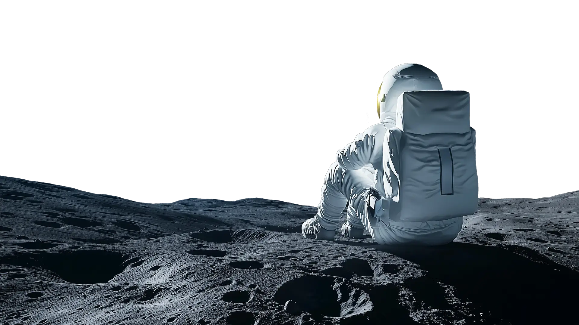 Astronauta seduto sulla superficie lunare